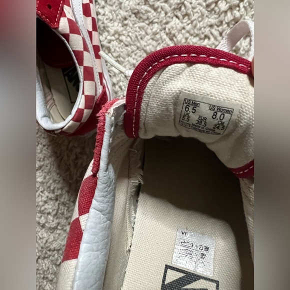 Unisex Old Skool Low Top Red Checkered Vans - Picture 2 of 8